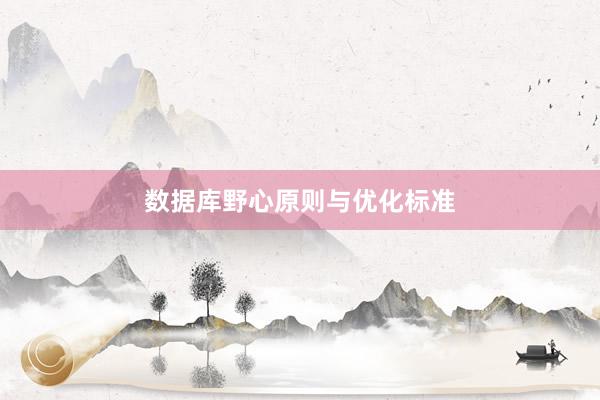 数据库野心原则与优化标准